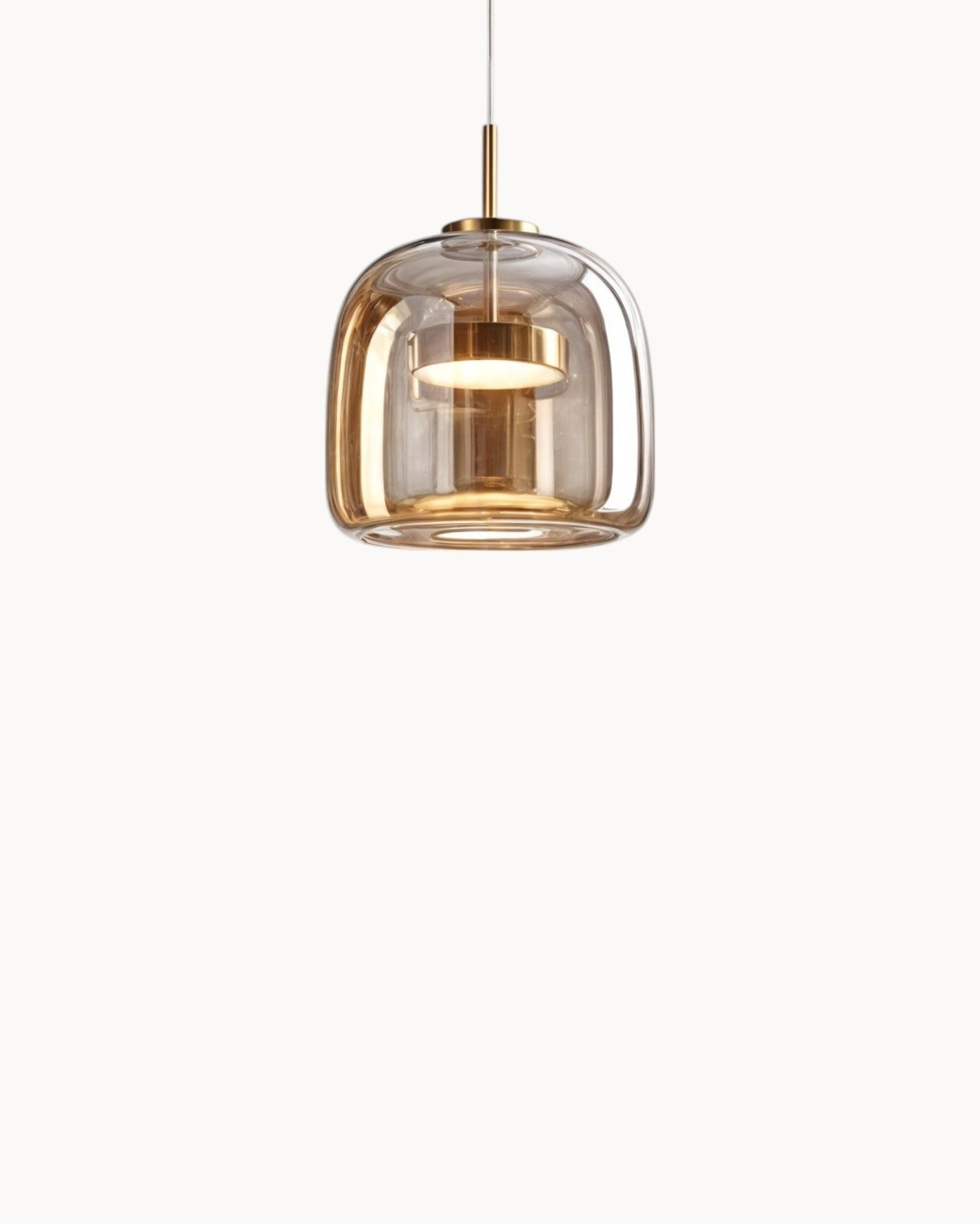 Moderne Pendelleuchte | LED Hängeleuchte mit Bernstein Glas & Kupferdetails | Stilvolles Design für Esszimmer und Wohnzimmer 10