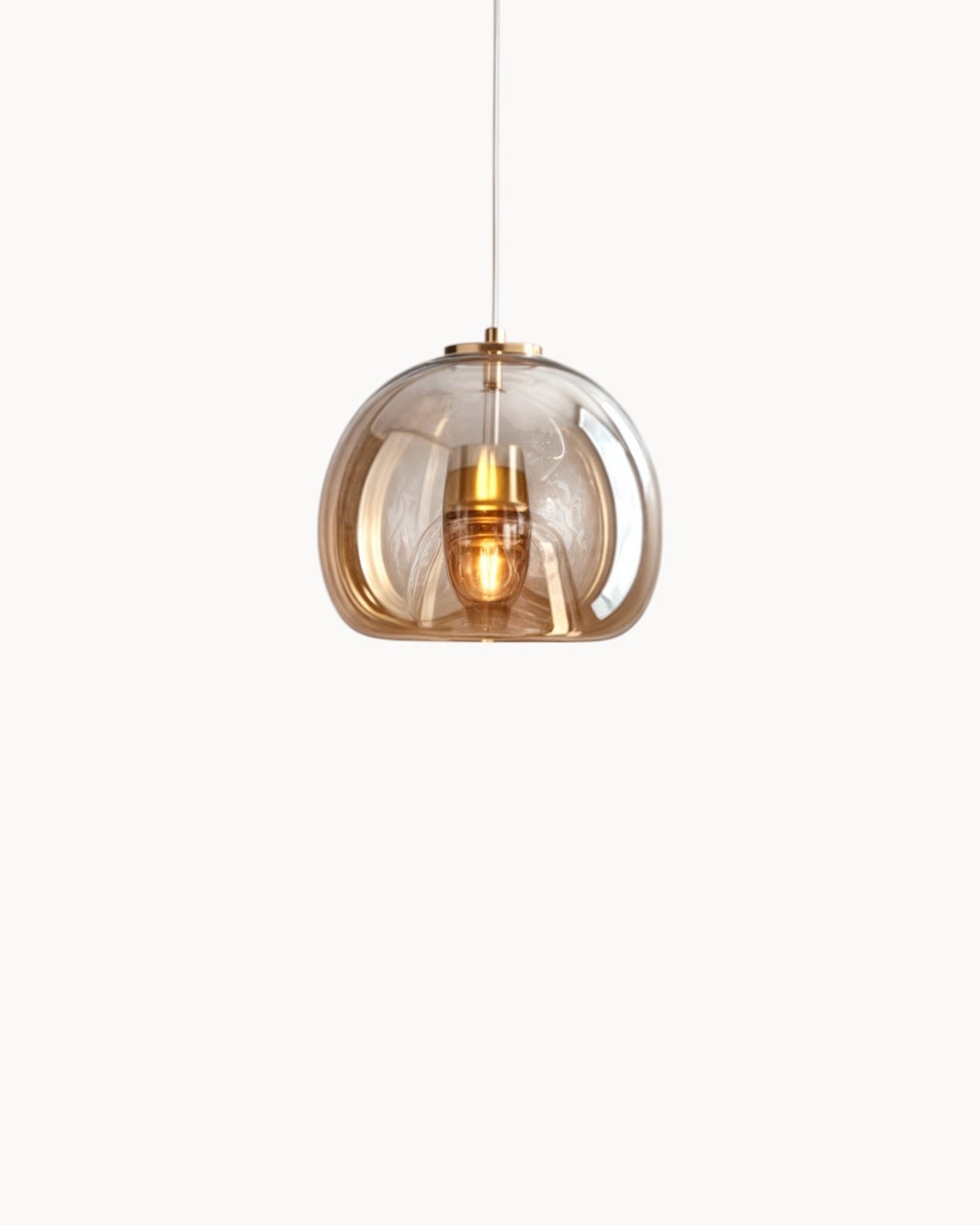 Moderne Pendelleuchte | LED Hängeleuchte mit Bernstein Glas & Kupferdetails | Stilvolles Design für Esszimmer und Wohnzimmer 11