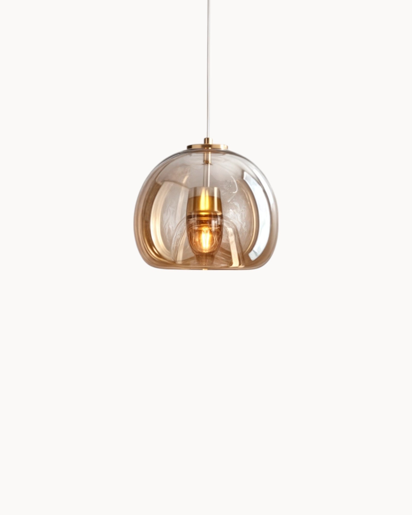 Moderne Pendelleuchte | LED Hängeleuchte mit Bernstein Glas & Kupferdetails | Stilvolles Design für Esszimmer und Wohnzimmer 11