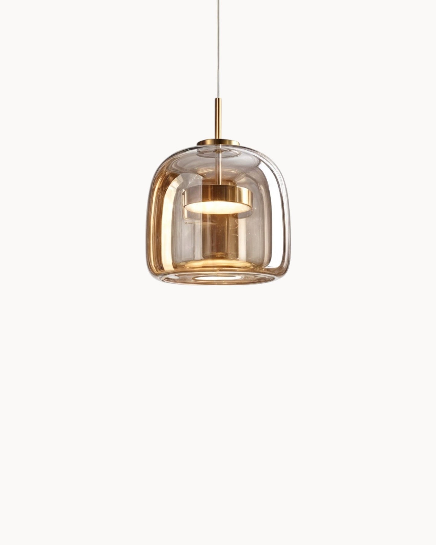 Moderne Pendelleuchte | LED Hängeleuchte mit Bernstein Glas & Kupferdetails | Stilvolles Design für Esszimmer und Wohnzimmer 12