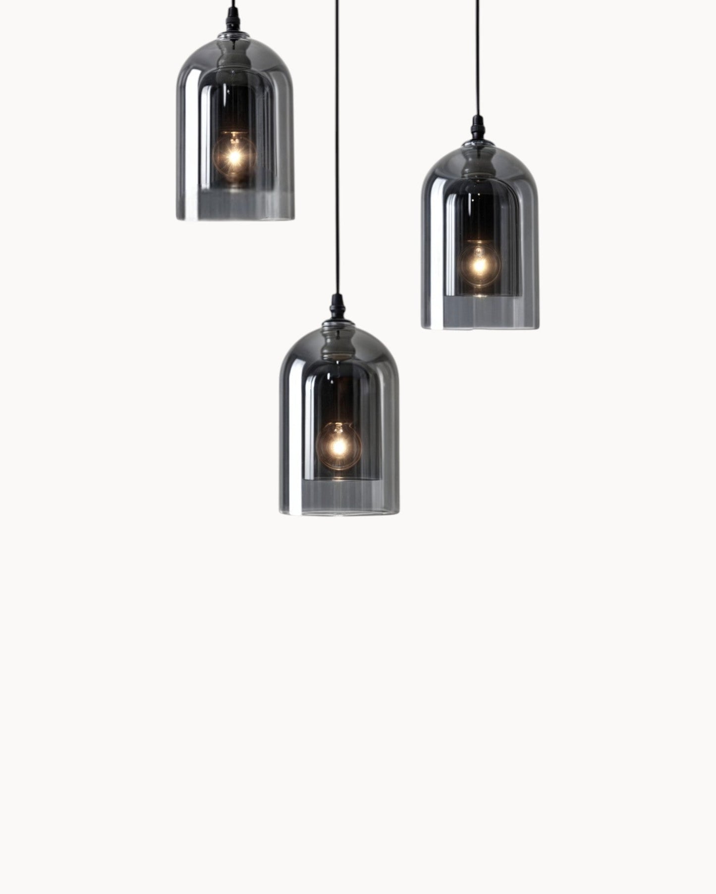 Moderne Pendelleuchte | LED Hängeleuchte mit Bernstein Glas & Kupferdetails | Stilvolles Design für Esszimmer und Wohnzimmer 2