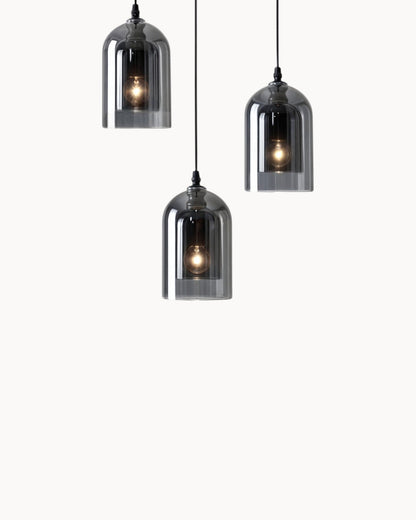 Moderne Pendelleuchte | LED Hängeleuchte mit Bernstein Glas & Kupferdetails | Stilvolles Design für Esszimmer und Wohnzimmer 2