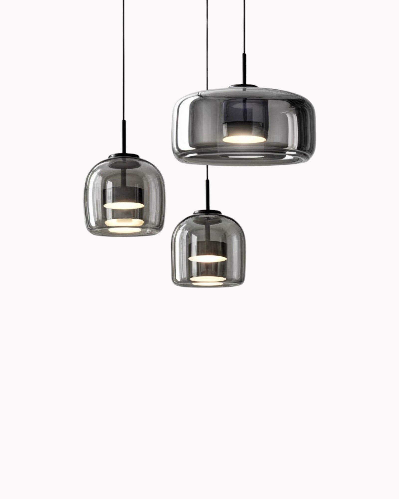 Moderne Pendelleuchte | LED Hängeleuchte mit Bernstein Glas & Kupferdetails | Stilvolles Design für Esszimmer und Wohnzimmer 5