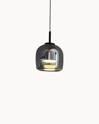 Moderne Pendelleuchte | LED Hängeleuchte mit Bernstein Glas & Kupferdetails | Stilvolles Design für Esszimmer und Wohnzimmer 8