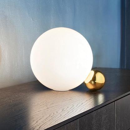 Moderne Tischlampe | Weiße Globe-Tischleuchte mit Goldsockel | Elegantes Design für Stil und Atmosphäre 0