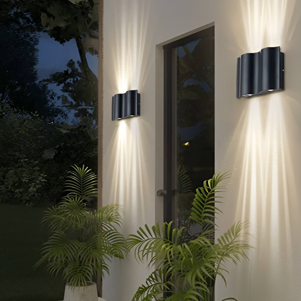 Moderne Wandleuchte Schwarz | LED Außenleuchte mit Wellen-Design | Robuste Aluminiumkonstruktion für Stilvolle Beleuchtung 5