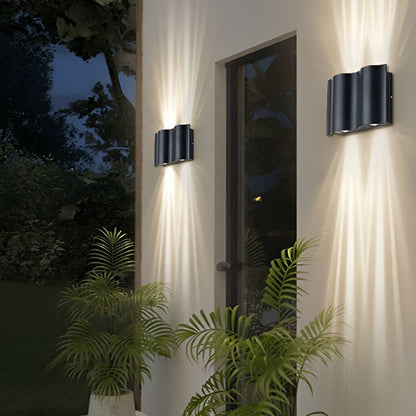 Moderne Wandleuchte Schwarz | LED Außenleuchte mit Wellen-Design | Robuste Aluminiumkonstruktion für Stilvolle Beleuchtung 5