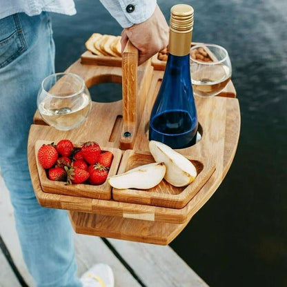Naturholz Picknicktisch | Klappbarer Tisch mit Traggriff für Snacks und Getränke beim Picknick 4