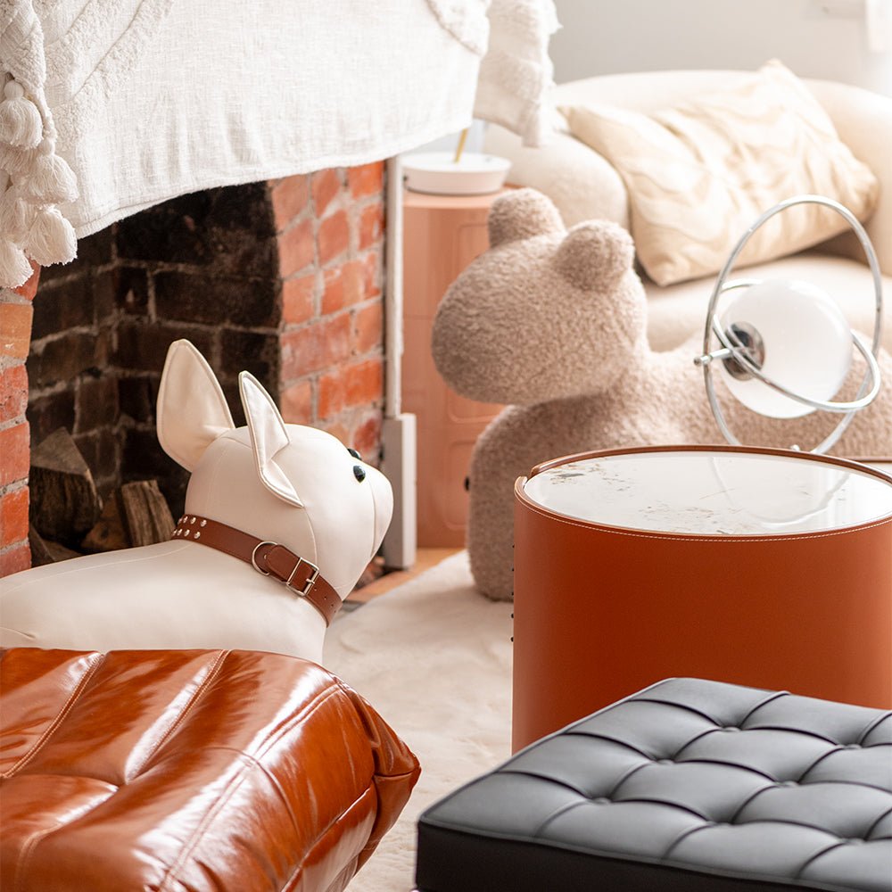 Niedlicher Kinderhocker mit Bulldoggen-Design | Robuster Holzrahmen für Spielzimmer 8