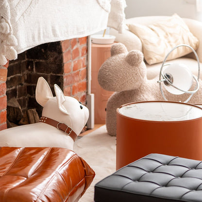 Niedlicher Kinderhocker mit Bulldoggen-Design | Robuster Holzrahmen für Spielzimmer 8