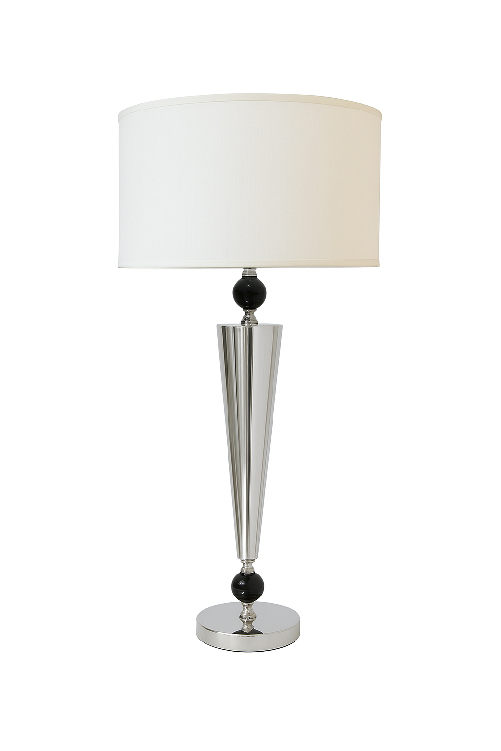 Palmarito | Elegante Tischlampe mit Hochwertigem Stoffschirm & Edelstahlgestell | Zeitlose Beleuchtung für Gemütliche Räume 0