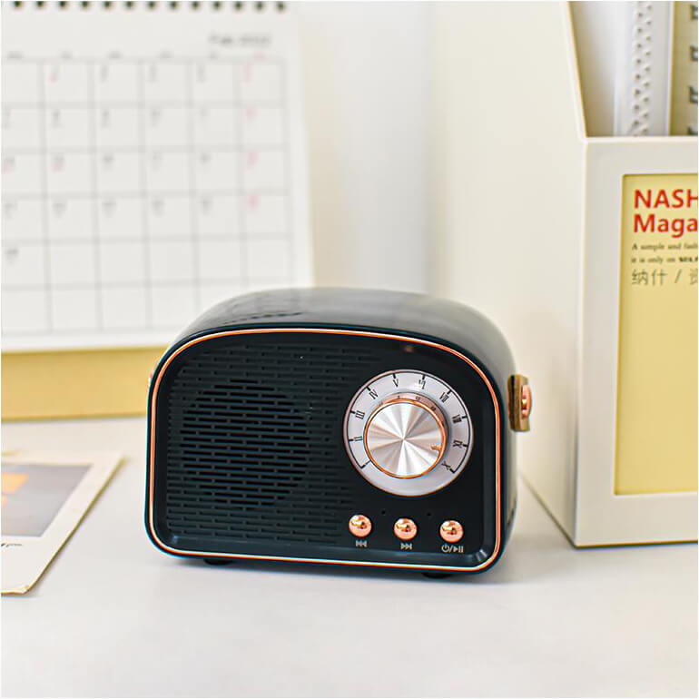 Retro Bluetooth Lautsprecher | Kabellose Verbindung mit Hervorragendem Klang | Tragbarer Lautsprecher für Stil und Genuss 5