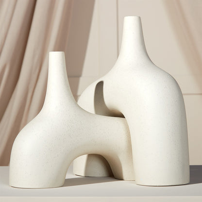 Stretch-Vasen | Kreative Bodenvase aus Creme-Stein mit Einzigartigem Design | Stilvolle Dekoration für jeden Raum 2