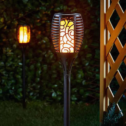 Umweltfreundliche Solar Gartenfackeln | LED Beleuchtung mit IP65 Wasserdichtigkeit | Automatische Ein/Aus-Funktion für 10 Stunden Brenndauer 0