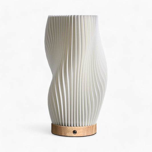 Wellenkamm Tischlampe | Dimmbar mit USB-Anschluss | Moderne Eleganz für jeden Raum 0